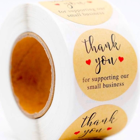 1000 Count “Thank You for Supporting Our Small Business” 1” Round Kraft Stickers - Picture 10 of 12